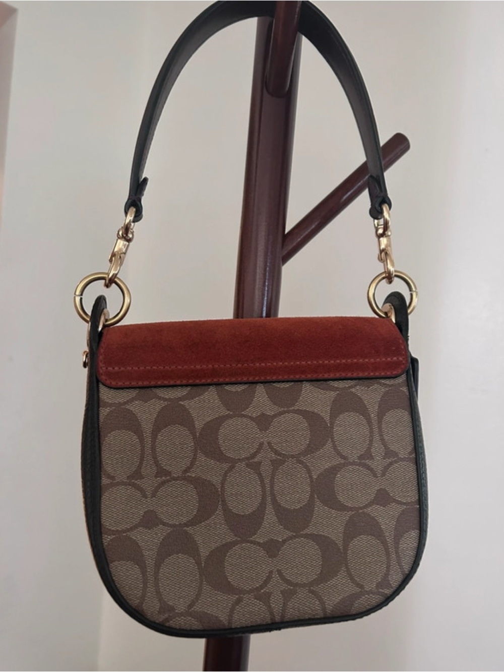 Coach Crossbody Saddle Bag in Rust Suede and Brown - Picture 6 of 8